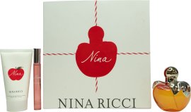 Nina Ricci Nina Gift Set 80ml EDT Spray + 75ml Body Lotion + 10ml EDT Rollerball